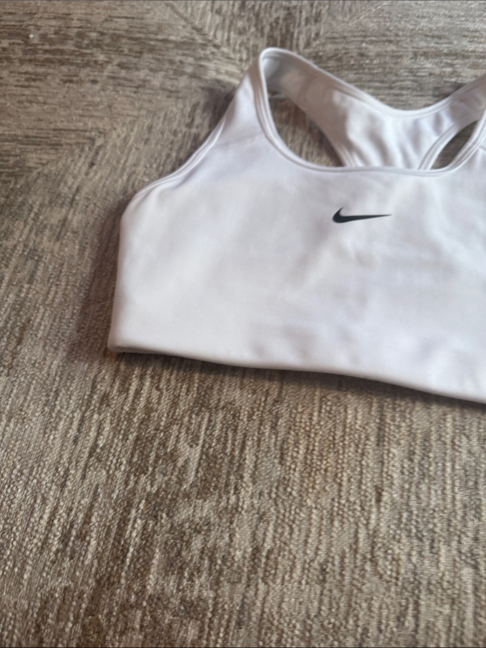Nike White Sports Bra with Black Swoosh Racerback
